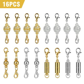 16 Pairs Magnetic Necklace Bracelet Clasps Magnet Converter Jewelry Clasps  Extenders Locking Clasps for Bracelet Necklace Making (White)