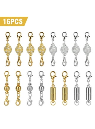 Beinhome 22Pcs Magnetic Jewelry Clasps and Necklace Extenders Gold Silver,  Multiple Sizes and Styles Chain Extenders
