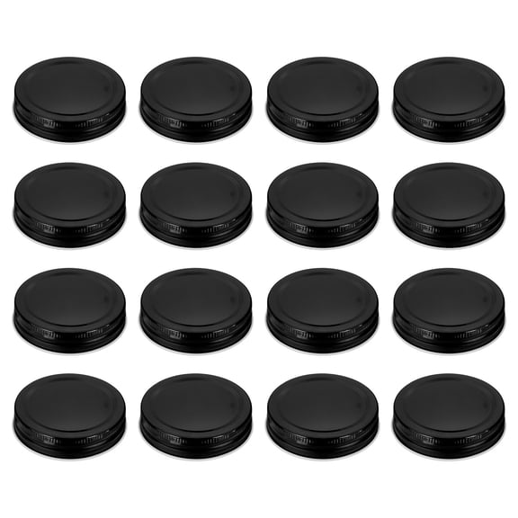 16pcs Mason Jar Lids 2.76" Tinplate Leak-proof Mason Canning Covers, Black