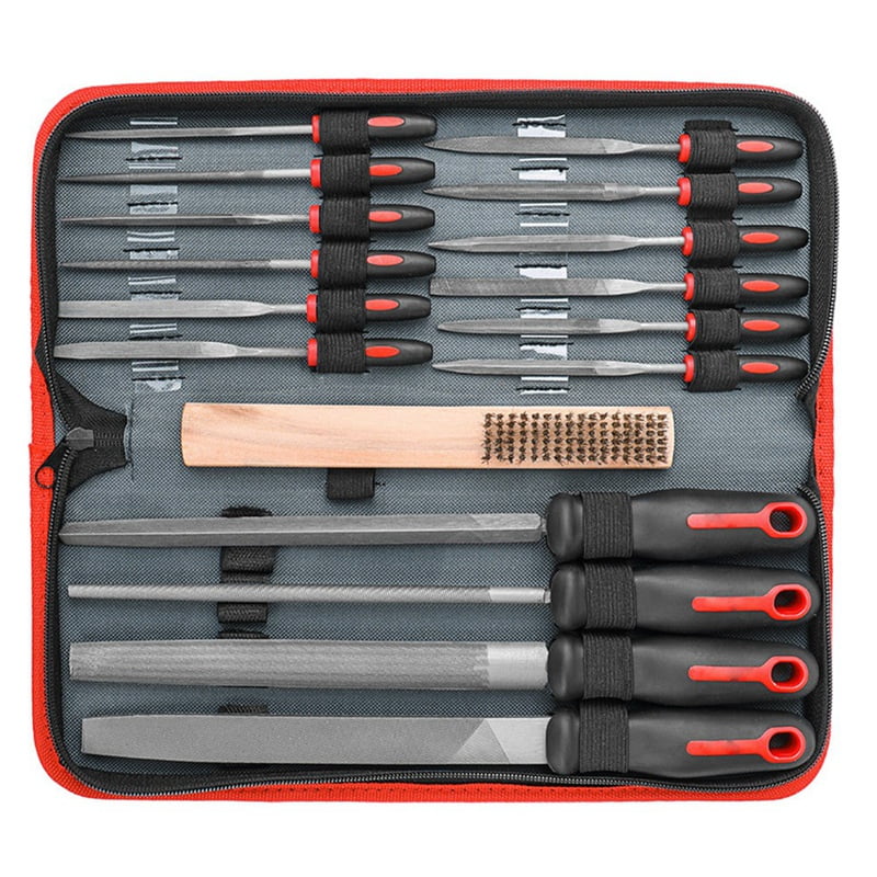 16pcs Metal Hand File Set Double Pattern Large Small Files with Brush ...