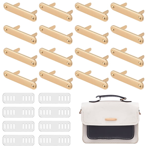 16pcs Metal Labels Rectangle Blank Stamping Tags Metal Engraved Plates Light Gold 1.87x0.37inch