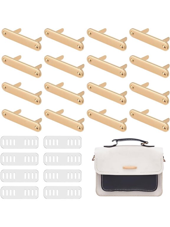 16pcs Metal Labels Rectangle Blank Stamping Tags Metal Engraved Plates for Handmade Purse Bag Backpack Hat Shoes Light Gold 1.87x0.37inch