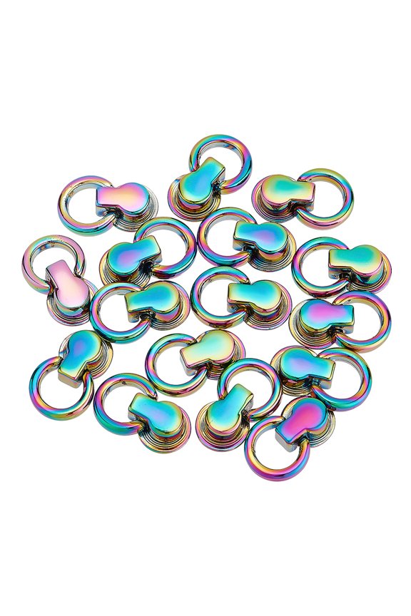 16pcs Metal Leather Bag Chain Buckle Rainbow Purse Side Clip Buckle Bag Chain Strap Link Connector with O Ring Head Button Stud Screwback