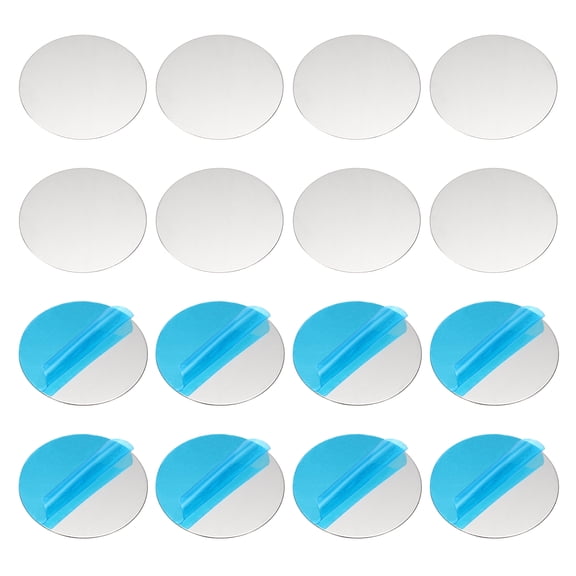 16pcs Metal Plate, 30x0.3mm Metal Plate Round Adhesive Backing Replacement Discs Stickers for Phone Magnet Mount Car Holder Phone Case Wall Wood Glass, Silver Tone