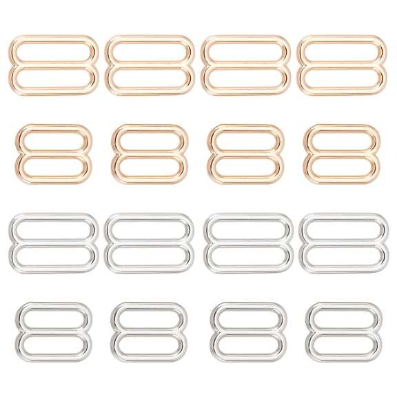 16pcs Metal Tri-Glide Slide Buckles 2 Colors Tri Glide Strap Keeper Webbing Belt Adjuster Sliders 1-1.2 Inch Square Ring Adjustable