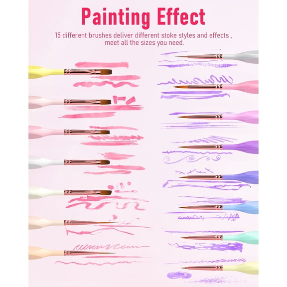 16pcs Micro Fine Detail Paint Brush Set with Case, Pastel Small Miniature Fine Tip Detail Brushes Kit for Acrylic Oil Watercolor, Craft, Models, Miniatures, Rock Painting, Paint By Numbers