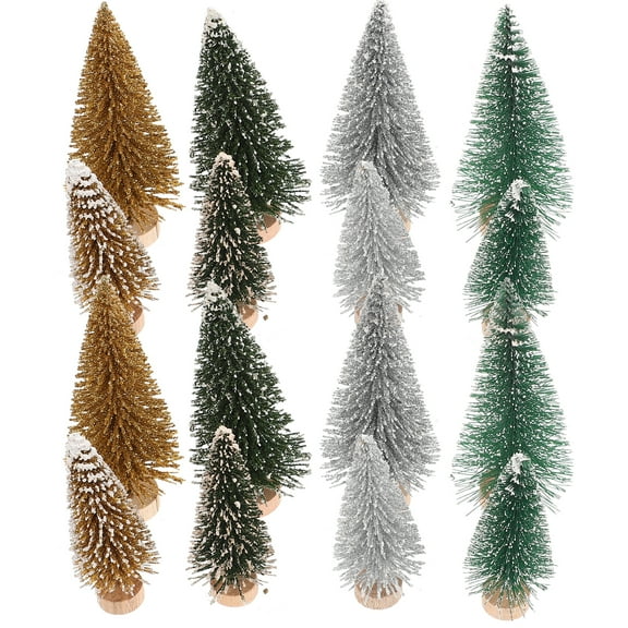 16pcs Mini Artificial Christmas Trees Small Fake Plants for Home Decor Landscaping and Scene Layout Accents