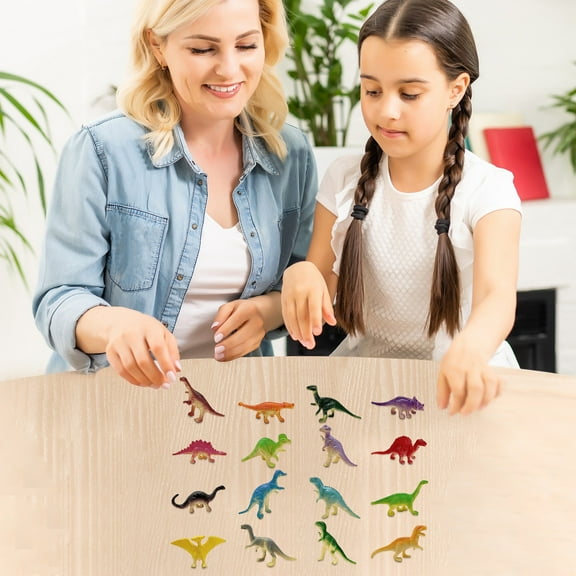 16pcs Mini Dinosaur Toys - 2-4 Inch Plastic Dinosaur Party Favors for Kids, School Carnival Prizes & Preschool Learning Activities (Multicolor)