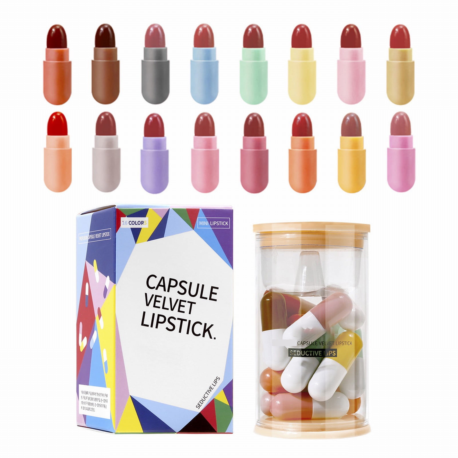 16pcs Mini Lipstick Set Lipsticks 16 Colors Velvet Waterproof Long Wear