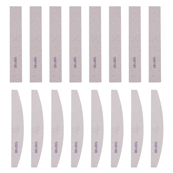 16pcs Nail File Buffer Block Kit -Grit Emery Board Polishing Buffer Block Pedicure Manicure Tool-8pcs square + 8pcs half moon