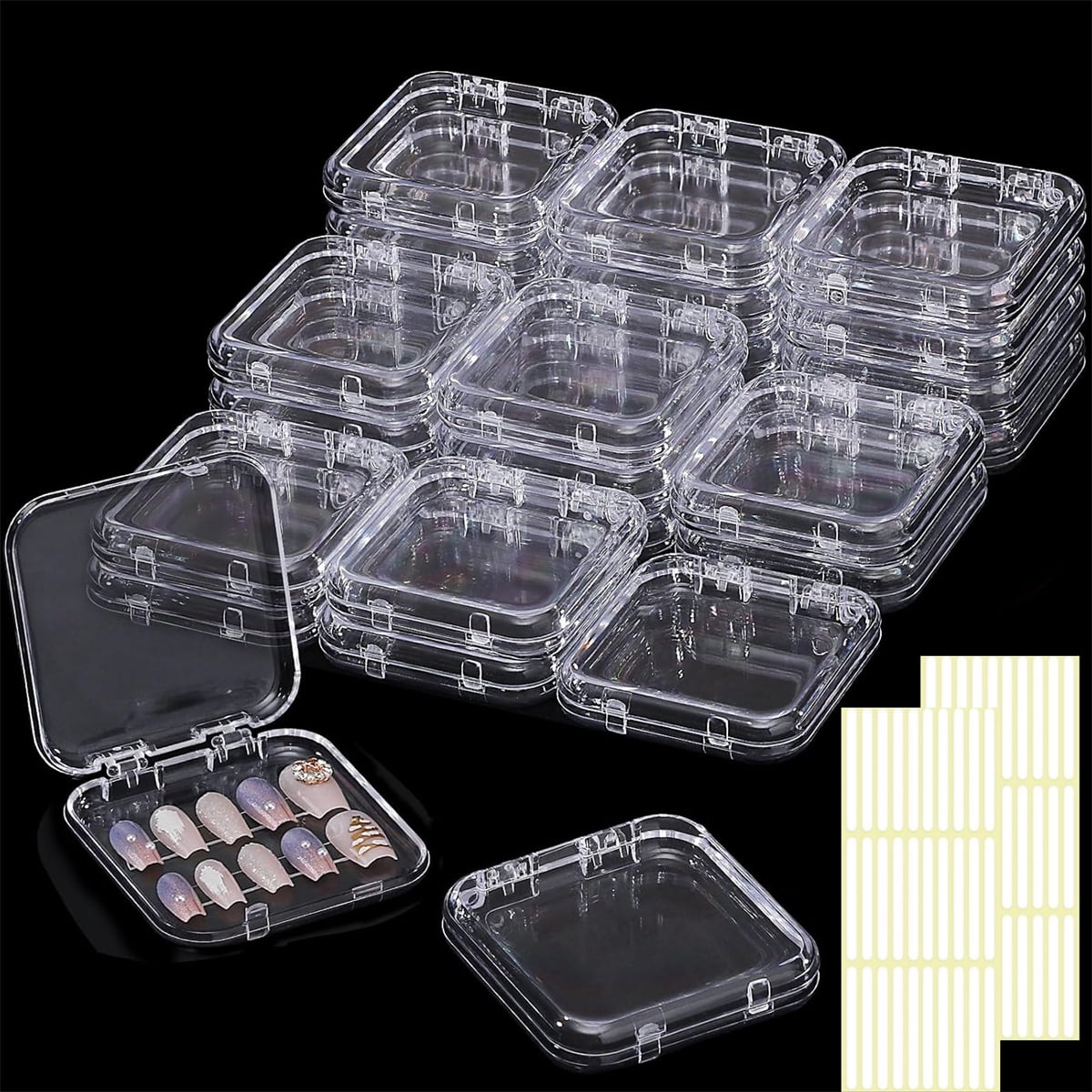 16pcs Reusable Nail Tips Storage Boxes,Clear Empty Plastic Storage ...