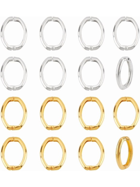 16pcs Necklace Enhancer Shortener Clasps 27x20mm/1x0.8 Brass Oval Ring Connector Clasps Carabiner Snap Clip Lock for Necklace Chains DIY Craft Jewelry Making Golden/Silver Mixed Color