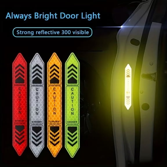 16pcs Night Reflective Tapes Door Opening Warning Stickers Door Stickers Decorative Stickers Body Reflective Stickers Sheet