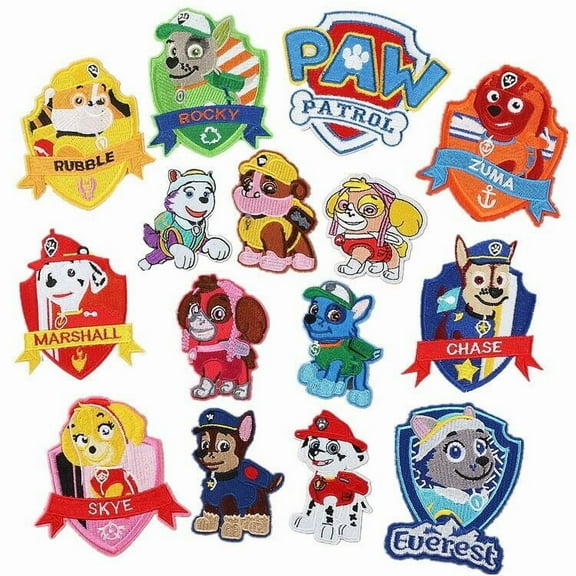 16pcs PAW Patrol Dogs Patches lot Embroidery Sew Iron On Applique Jackets Jeans