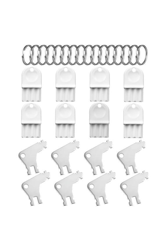 16pcs Paper Towel Dispenser Key, Metal & Plastic Toilet Hand Paper Tissue Dispenser Key Replacement with 16 Key Rings