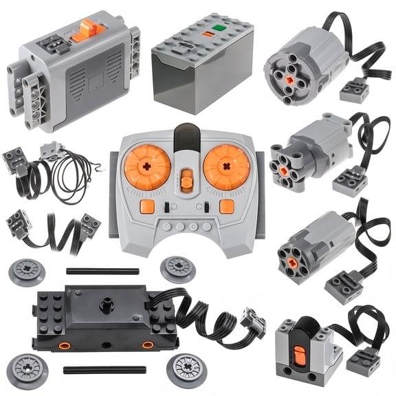 Cobers 16pcs Power Functions Motor Set - Compatible with Lego, Assembled Building Block Kit for STEM, Control Function for MOC Bricks