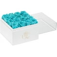 thumbnail image 1 of 16pcs Preservd Rose in Acrylic Box Eternal Flower That Lasts 4 Years Gifts for Girlfriend Wife Mom Women Thanksgiving Christmas Valentines Day Anniversary Birthday Mothers Day(Sky Blue), 1 of 5