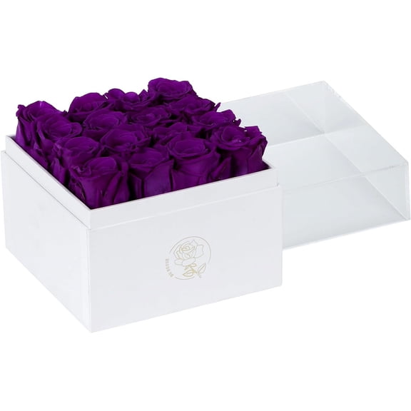 16pcs Preservd Rose in Acrylic Box Eternal Flower That Lasts 4 Years Gifts for Girlfriend Wife Mom Women Thanksgiving Christmas Valentines Day Anniversary Birthday Mothers Day(Sky Blue)