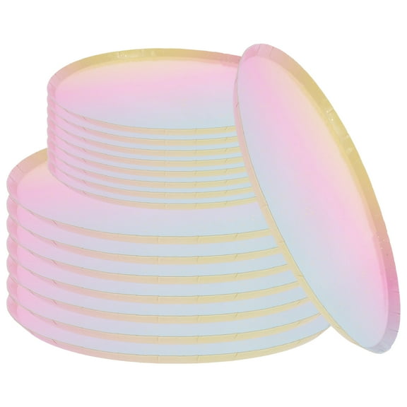 16pcs Rainbow Party Plates Colorful Party Plates Cake Paper Plates
