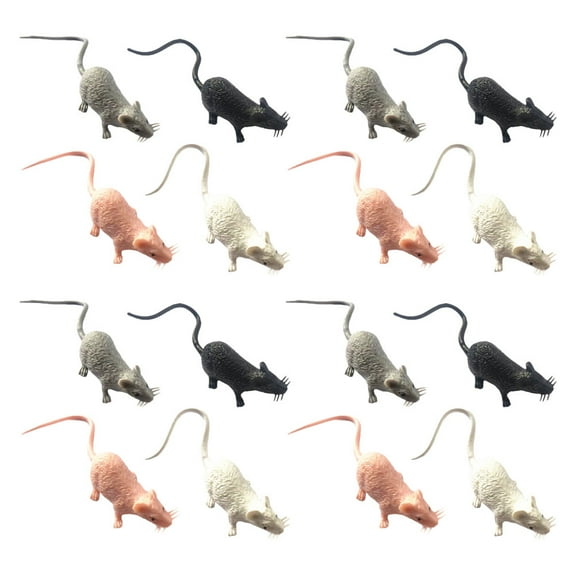16pcs Realistic Plastic Mouse Models Miniature Mice Figurines Mini Rats Fake Mouse Props for Halloween Pranks Party Favors Decor