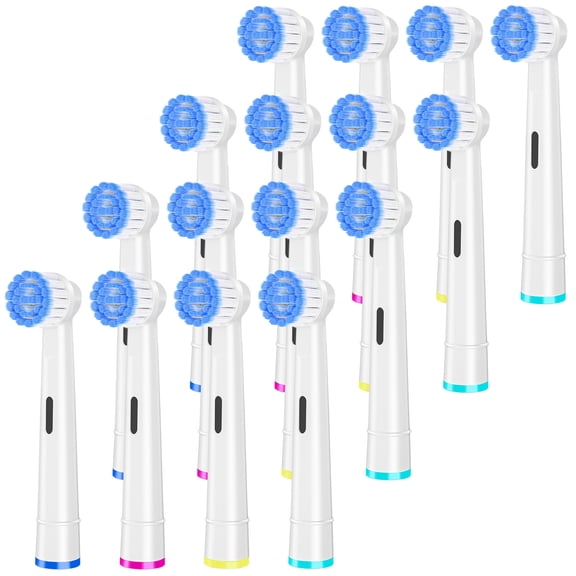 Pro Sensitive Gum Care Replacement Brush Heads Compatible with Oral-B Electric Toothbrushes, 16 Pack High Density Extra Soft Bristles Toothbrush Heads Refill, White