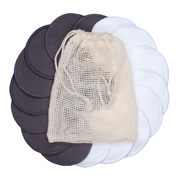 16pcs Reusable Cotton Rounds Makeup Remover Pads Layers Washable Organic Bamboo Cleansing Cloth Pads with Laundry Bag for Eye Makeup Remove Face Wipe