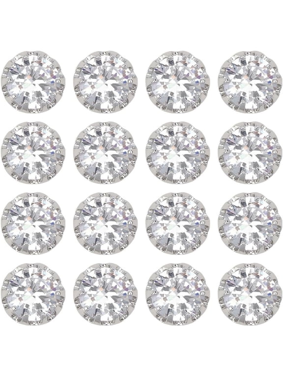 16pcs Rhinestone Buttons Sewing Button with Shank Brass Clear Cubic Zirconia Cufflinks Crystals Glass Buttons with Diamond Shirt Cufflinks for Sewing Clothes Blazer Suits Jacket Bags