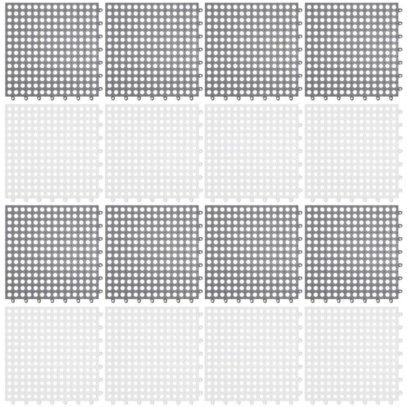 16pcs Rubber Floor Tiles PVC Splicing Shower Mat Outdoor Non-Slip Shower Mat For Bathroom Deck Drain Pool Patio Balcon