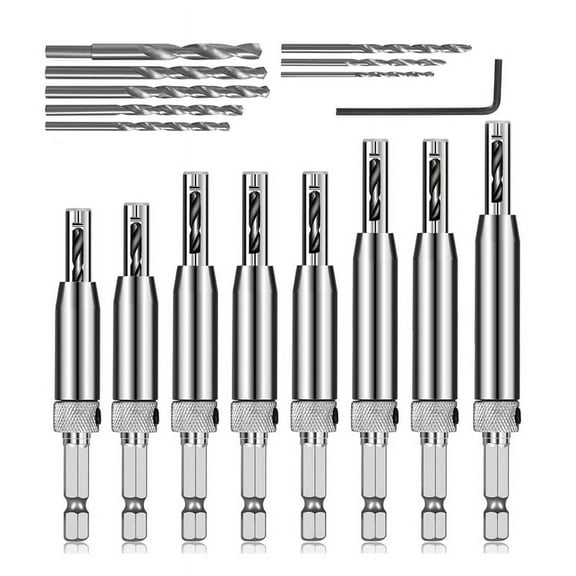 16pcs Self Centering Drill Bit Set, 1/4 Inch Hex Shank Hinge Core for Window Door New