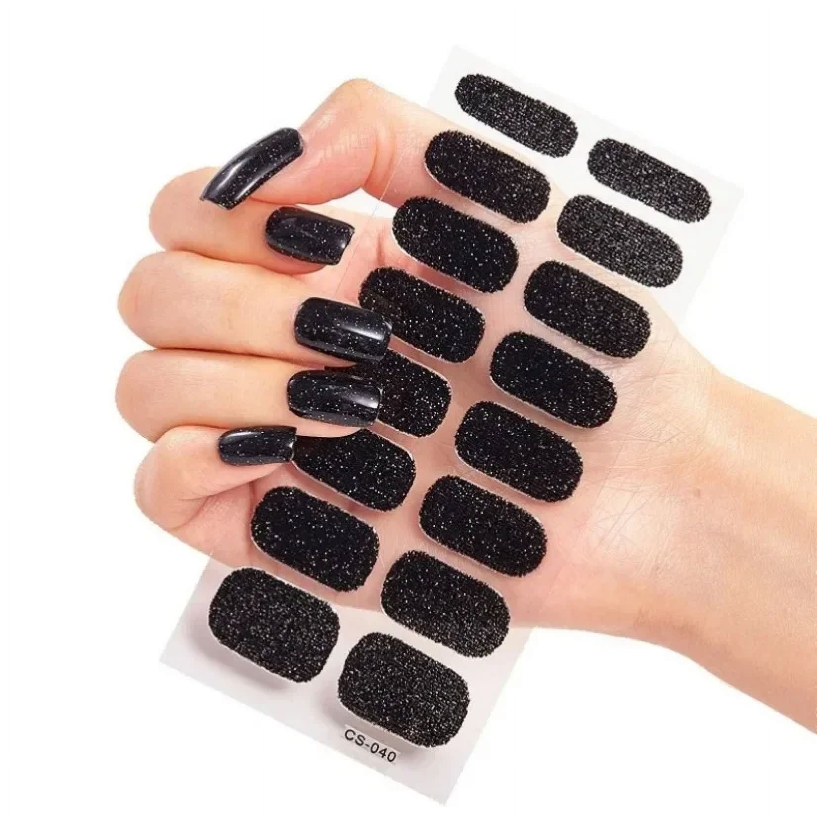 16pcs SemiCured Gel Nail Stickers Strips Patch Sliders Waterproof Long
