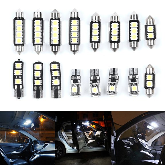 16pcs Set DC 12V Car White Interior LED Canbus Light Lamp Bulbs Kit Mixed