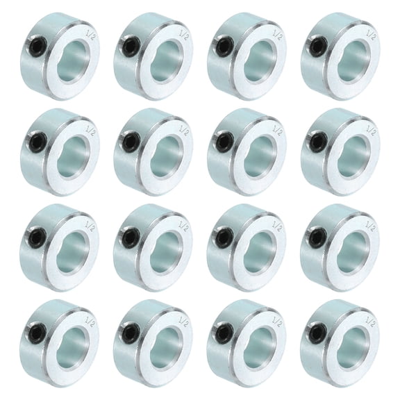 16pcs Set Screw Collars 1/2" Bore Carbon Steel Shaft Collars, 1" OD, 7/16" Width Lock Axle Collar Clamp