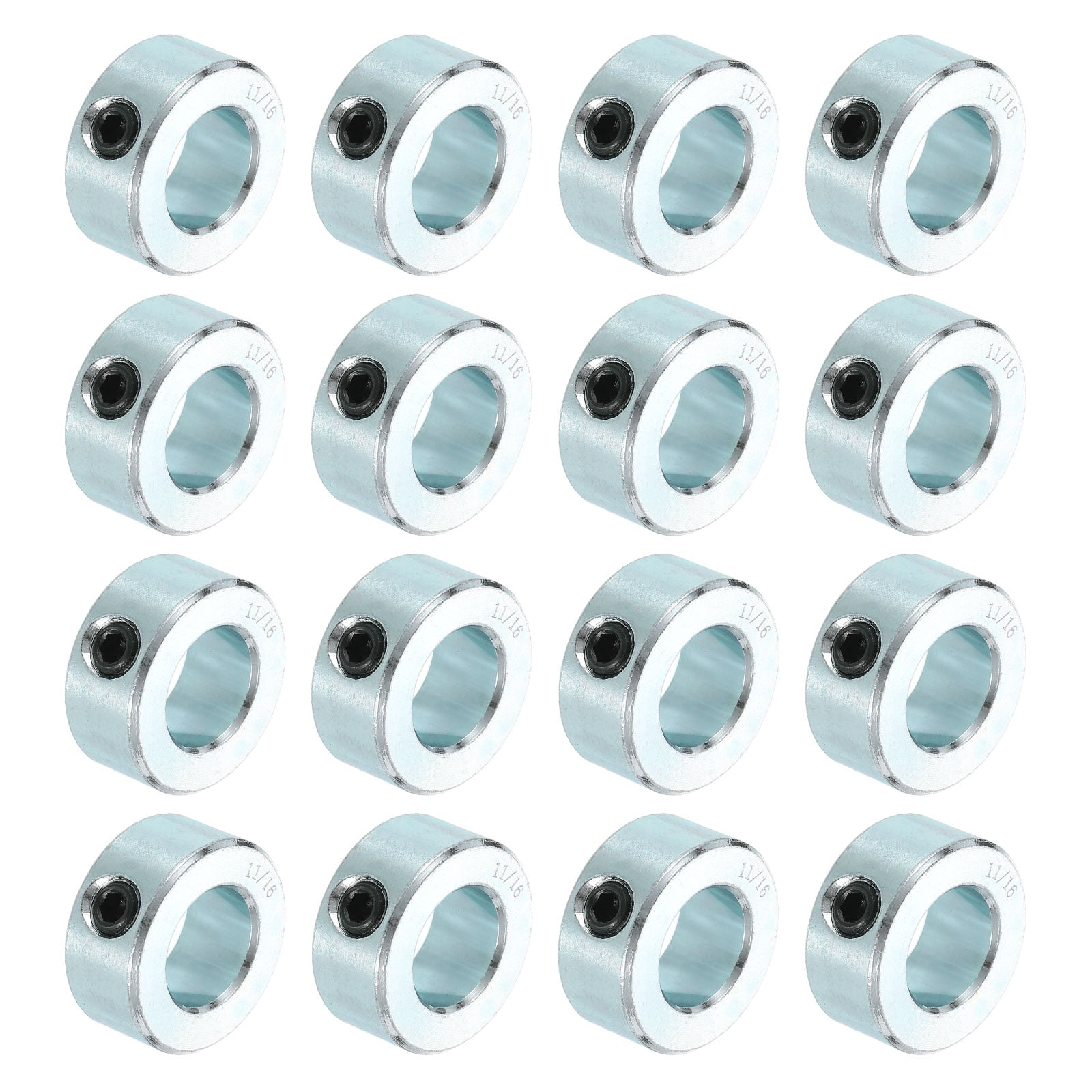 16pcs Set Screw Collars 11/16" Bore Carbon Steel Shaft Collars, 1-1/4" OD, 9/16" Width Lock Axle Collar Clamp