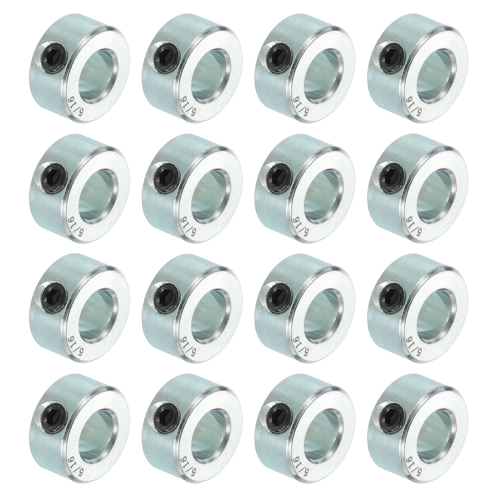 16pcs Set Screw Collars 5/16" Bore Carbon Steel Shaft Collars, 5/8" OD, 5/16" Width Lock Axle Collar Clamp