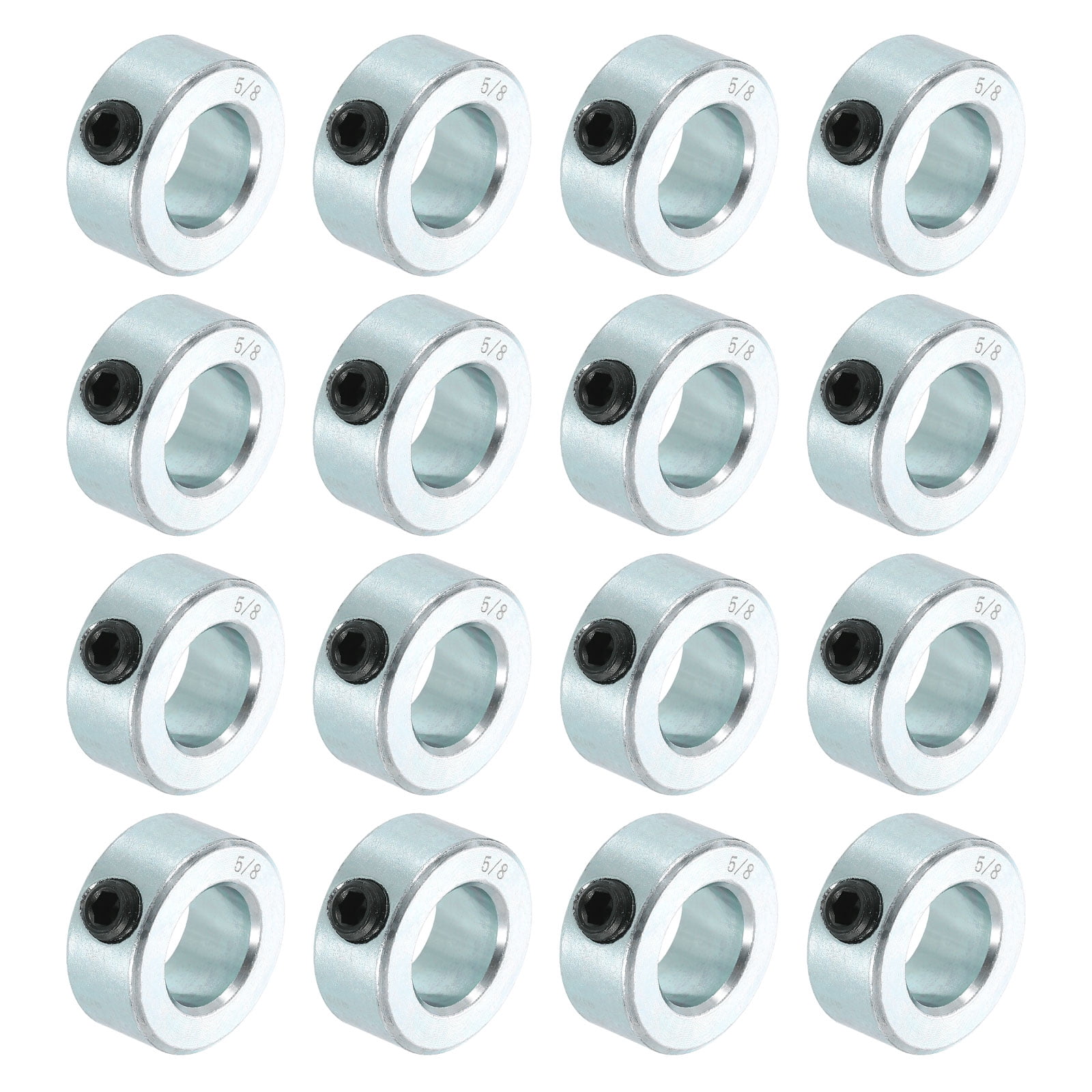 16pcs Set Screw Collars 5/8" Bore Carbon Steel Shaft Collars, 1-1/8" OD, 1/2" Width Lock Axle Collar Clamp