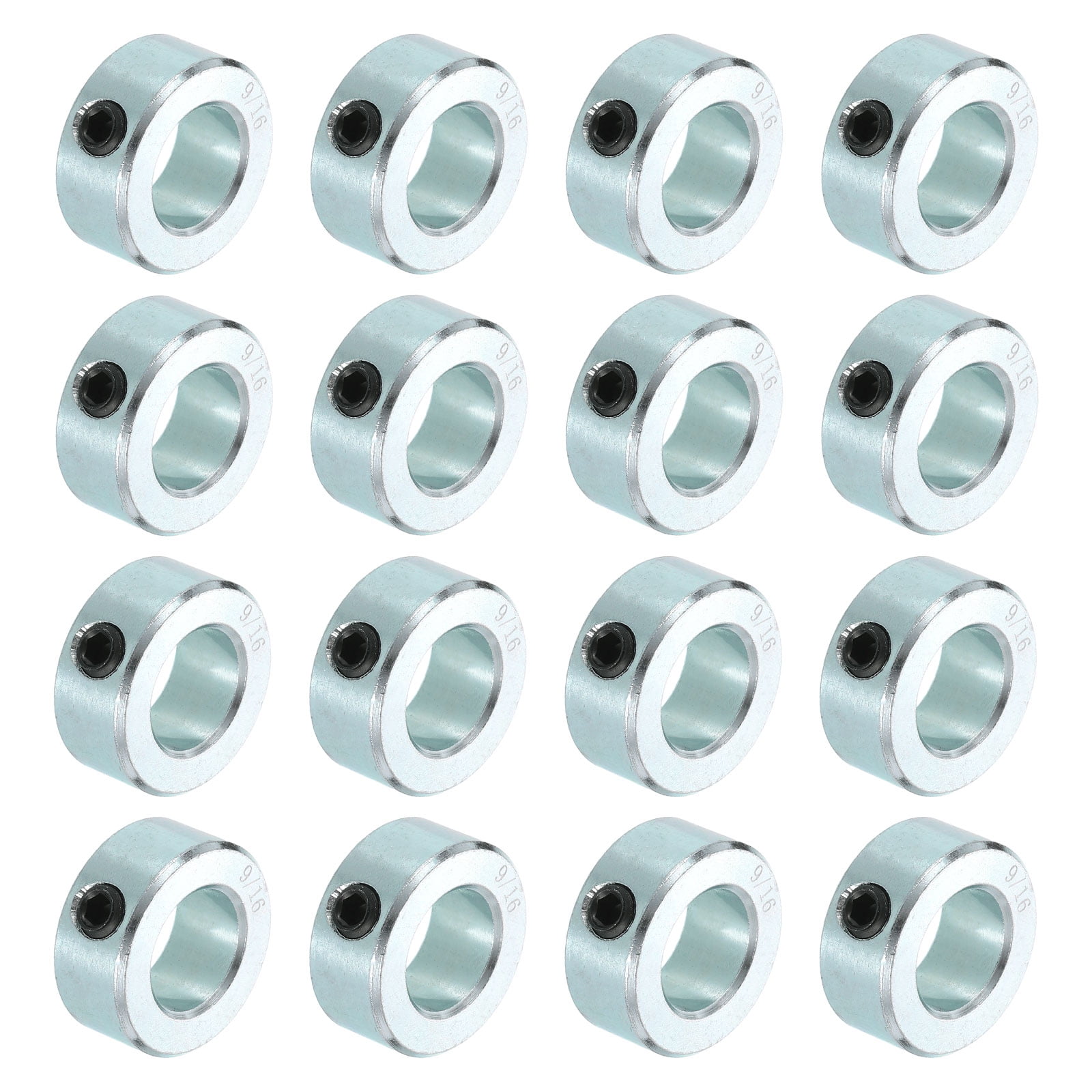 16pcs Set Screw Collars 9/16" Bore Carbon Steel Shaft Collars, 1" OD, 7/16" Width Lock Axle Collar Clamp