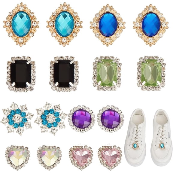 16pcs Shiny Shoe Charms 8Styles Sneakers Shoelaces Decorations Bling Rhinestone Shoe Charms for s Christmas Wedding Women Favor Birthday Gift Party Accessory