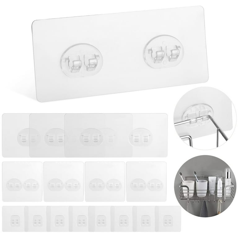 16pcs Shower Caddy Adhesive Hooks, EEEkit Replacement Corner Shower Caddy  Adhesive Hook Stickers No Drilling for Basket Bathroom Shelves Compatible 