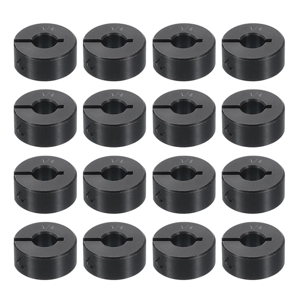 16pcs Single Split Shaft Collar 1/4" Bore One-Piece Clamping Collar, Black Oxide Steel Lock Collar Clamp