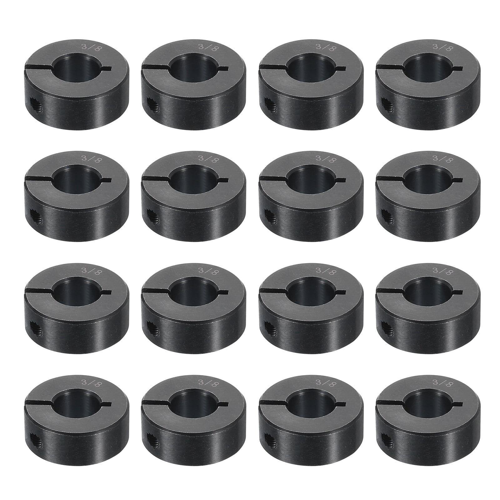 16pcs Single Split Shaft Collar 3/8" Bore One-Piece Clamping Collar, Black Oxide Steel Lock Collar Clamp