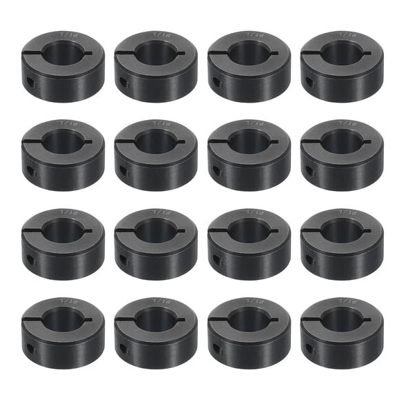 16pcs Single Split Shaft Collar 7/16" Bore One-Piece Clamping Collar, Black Oxide Steel Lock Collar Clamp