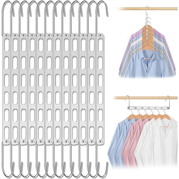 16pcs Space Saving Hangers for Clothes Metal Hangers Closet Space Saver Hanger Metal Hanger Organizer Rack Closet Organizers and Storage Dorm Room Essentials