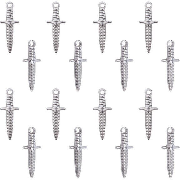 16pcs Stainless Steel Charm Metal Vintage Dangle Pendants