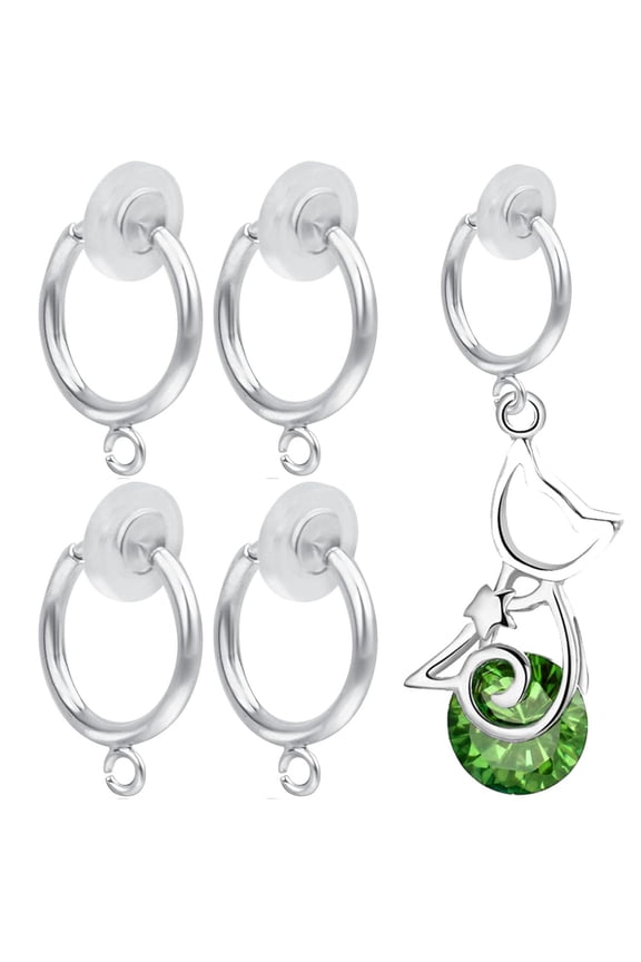 16pcs Stainless Steel Clip-on Hoop Earring Converters Round Brass Earring Clips Earring Components with Loop for Non-Pierced Ears Jewelry Making Decor