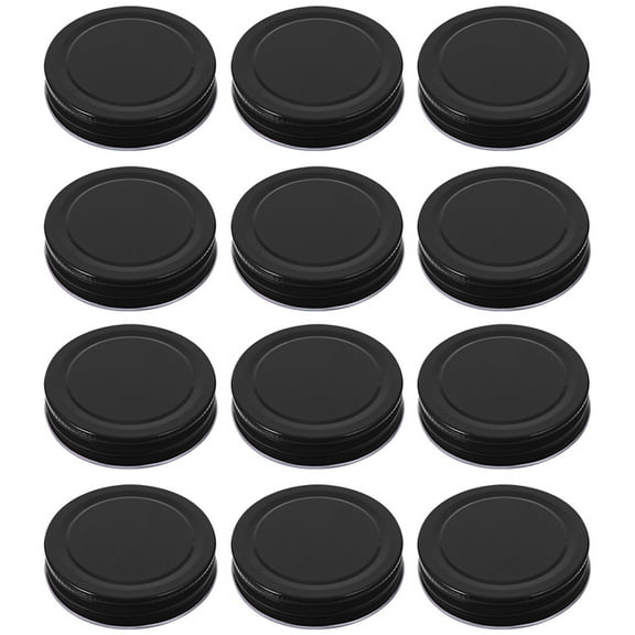 16pcs Tinplate Mason Jar Lids Mason Storage Jar Covers Caps Canning Caps (Black)