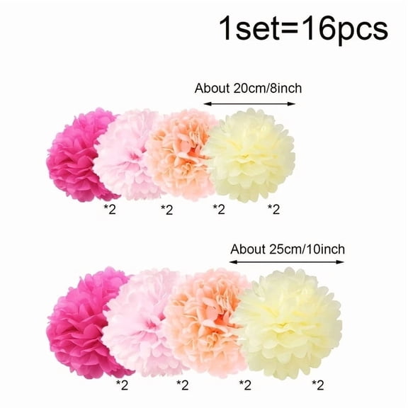 16pcs Vibrant Paper Flower Bouquet Set - Eco-Friendly Decorations for Weddings, Birthdays & Holidays