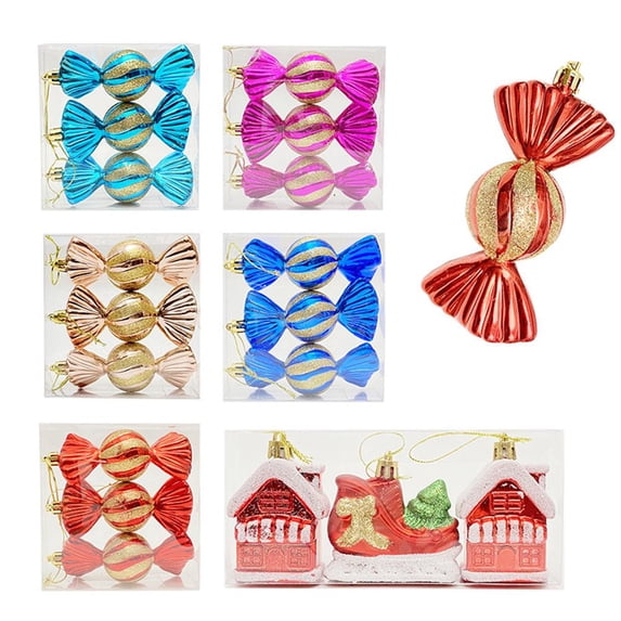 16pcs/set Sweet Colorful Candy Ornaments Christmas Tree Pendants Christmas Plating Candy for Parties and Gatherings