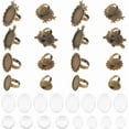 thumbnail image 1 of 16set 4Style Blank Rings Base Making Kit Bird Tortoise Flower Ring Adjustable Blank Rings with Glass Cabochons Bronze Flat Round Blank Ring Components Base Bezel Tray, 1 of 6