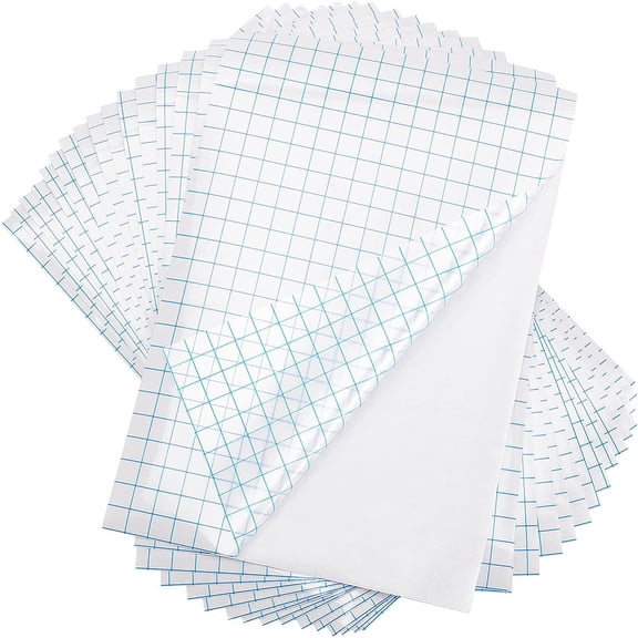 16sheets PVC Clear Self-adhesive Transfer Film Rectangle with Tartan Pattern Deep Sky Blue 305x200x0.1mm