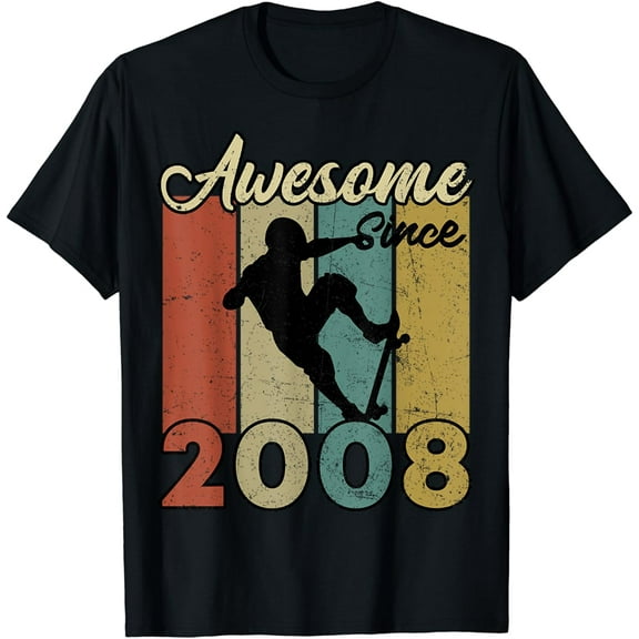 16th Birthday Awesome Since 2008 Skateboard 16 Years Old T-Shirt